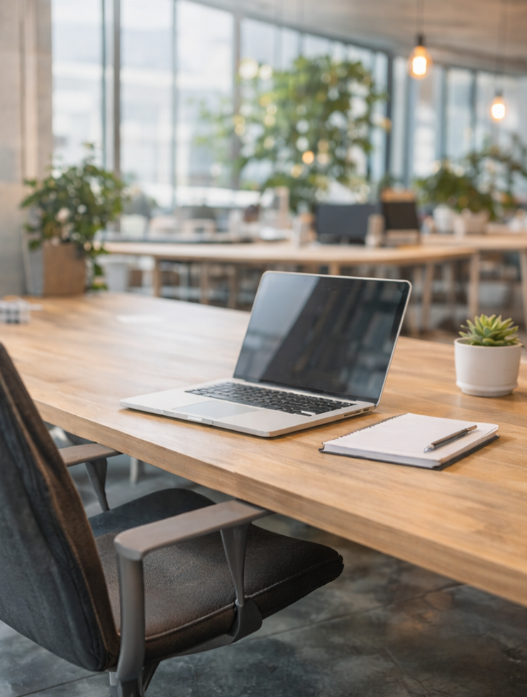 Empty coworking desk
